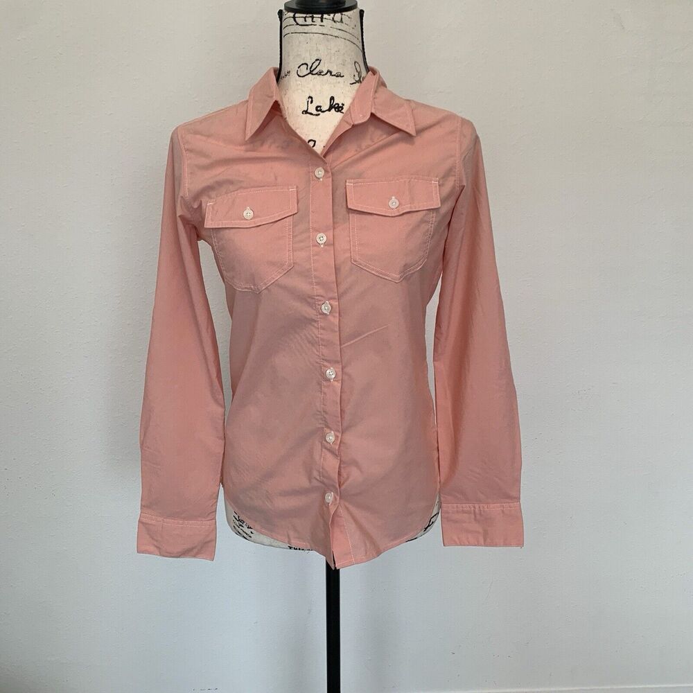 Patagonia Women's Top Size 0 Pink Button Front Blouse Salmon Pink Lightweight